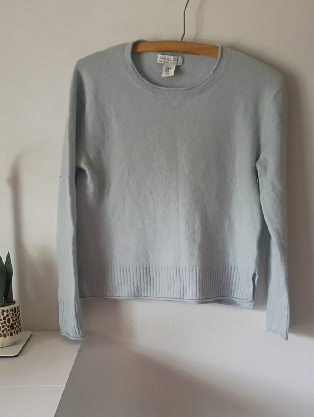 Rachel Zoe powder blue cashmere Light Blue Crewneck Women's Sweater medium